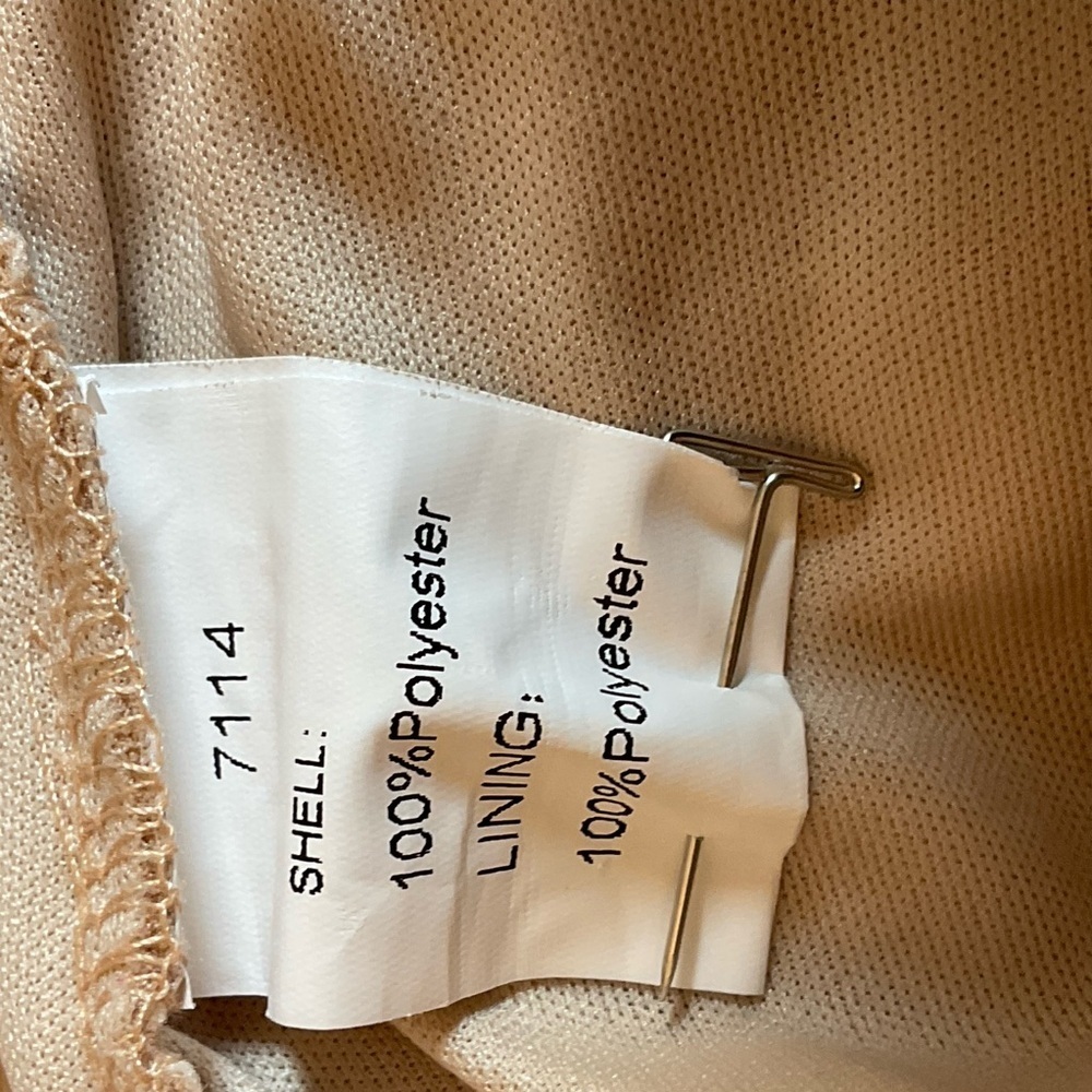 Beige Ruched Bodycon Dress Sheer Sleeves |Size S - Picture 4 of 16
